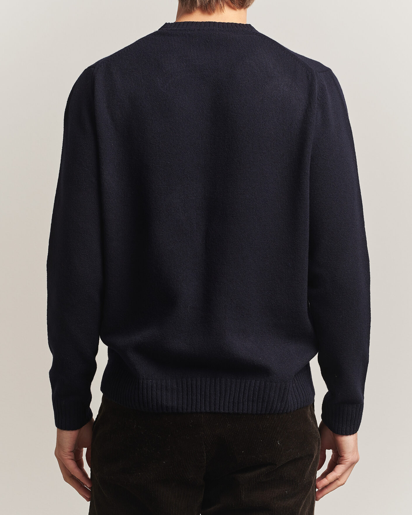 Herre | Gensere | Stenströms | Knitted Lambswool Crew Neck Dark Navy