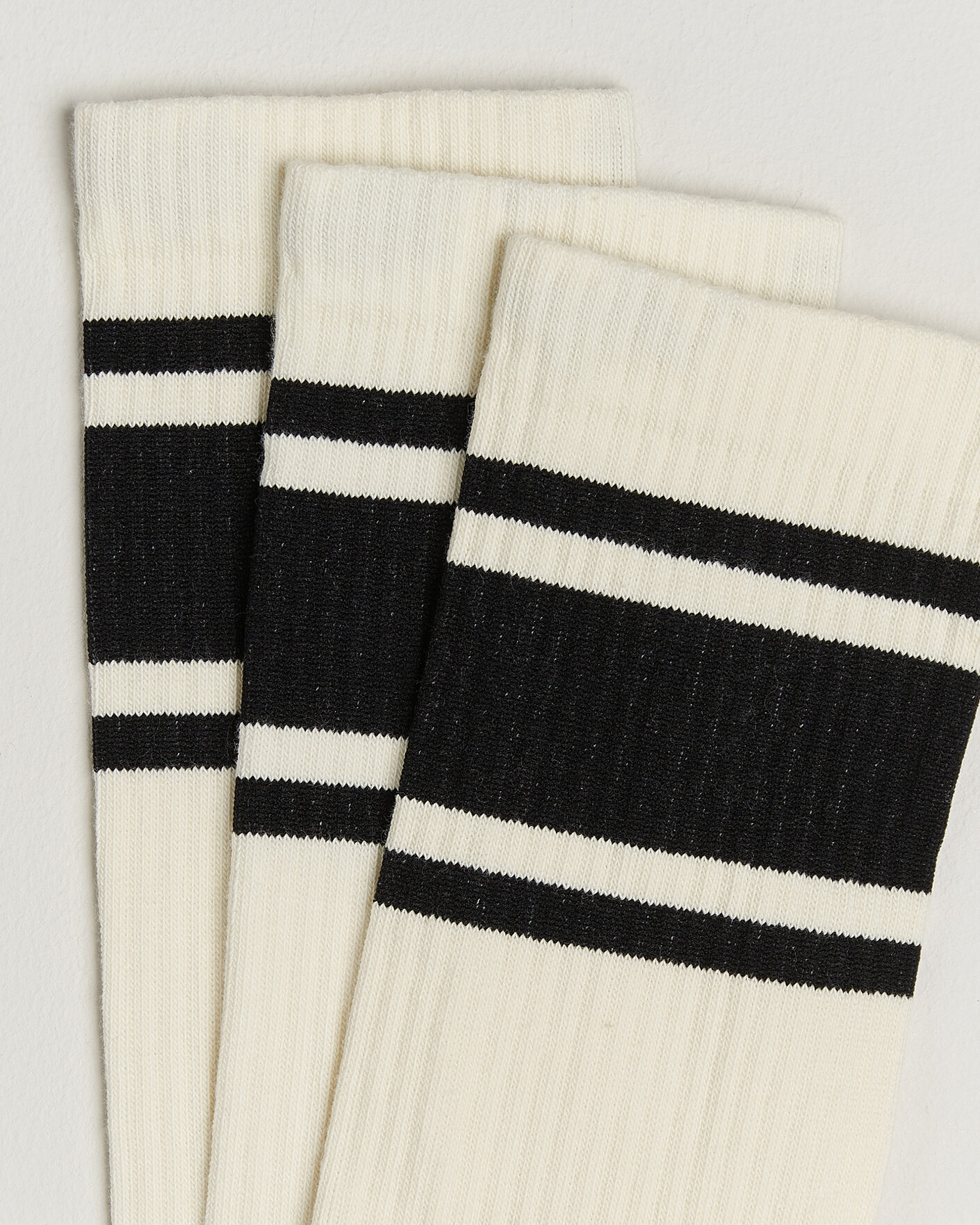 Herre | Undertøy | Sweyd | 3-Pack Triple Stripe Cotton Socks White/Black