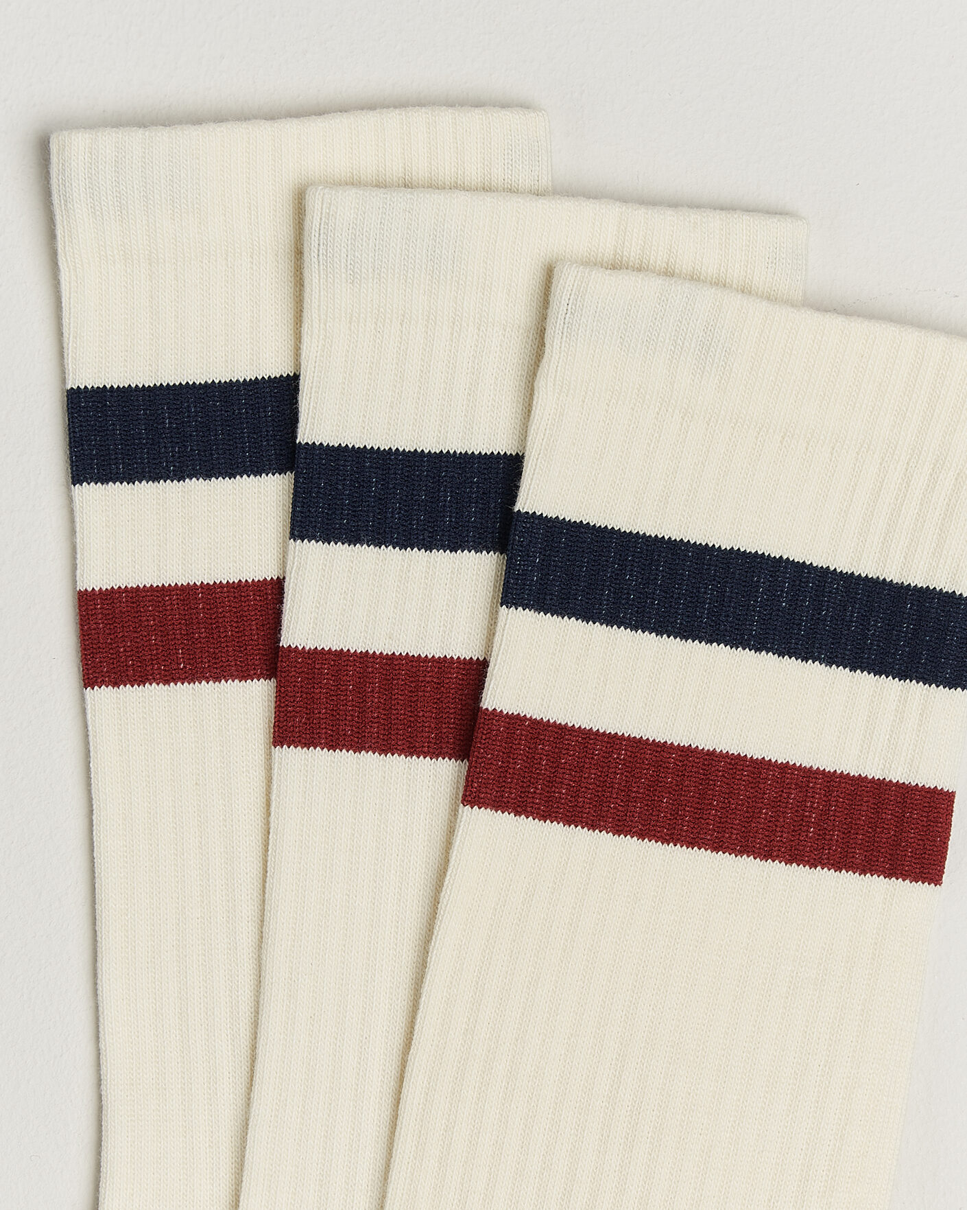 Herre | Undertøy | Sweyd | 3-Pack Two Stripe Cotton Socks Navy/Red/White
