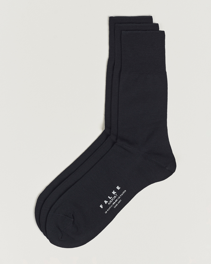 Herre | Undertøy | Falke | 3-Pack Airport Socks Dark Navy