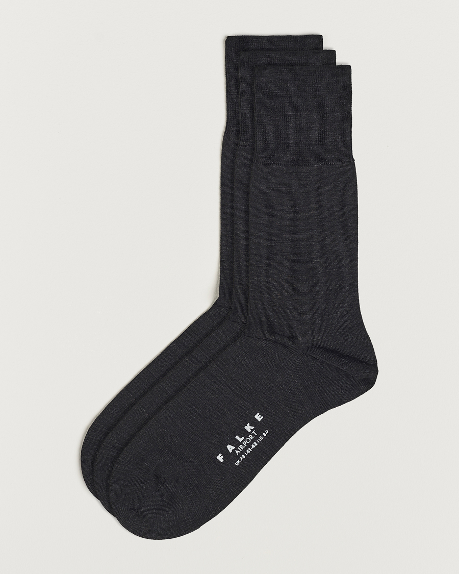 Herre |  | Falke | 3-pack Airport Socks Anthracite Melange