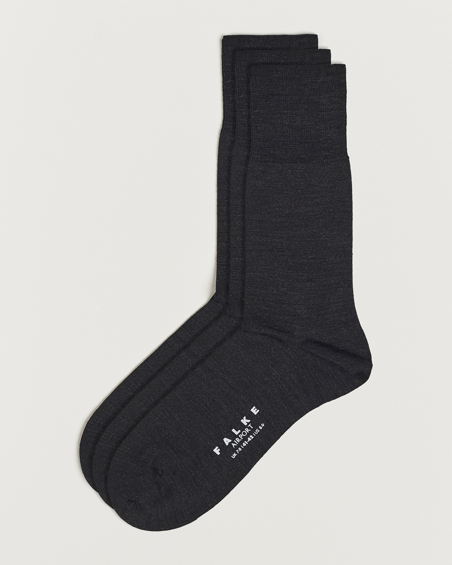 Herre | Undertøy | Falke | 3-pack Airport Socks Anthracite Melange