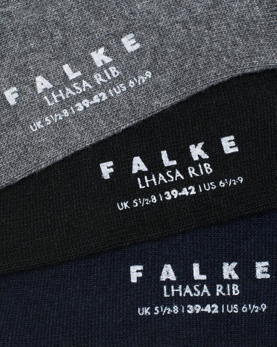 Herre | Undertøy | Falke | 3-Pack Lhasa Cashmere Socks Black/Dark Navy/Light Grey