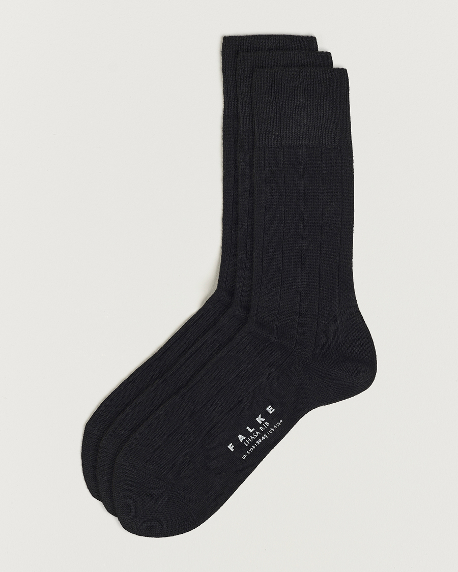 Herre | Undertøy | Falke | 3-Pack Lhasa Cashmere Socks Black