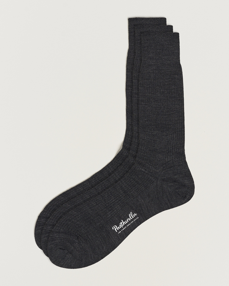 Herre | Undertøy | Pantherella | 3-Pack Naish Merino/Nylon Sock Charcoal