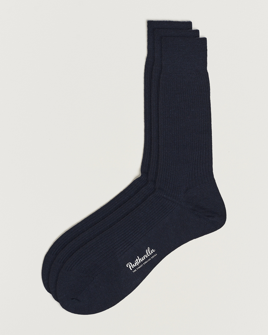 Herre | Undertøy | Pantherella | 3-Pack Naish Merino/Nylon Sock Navy