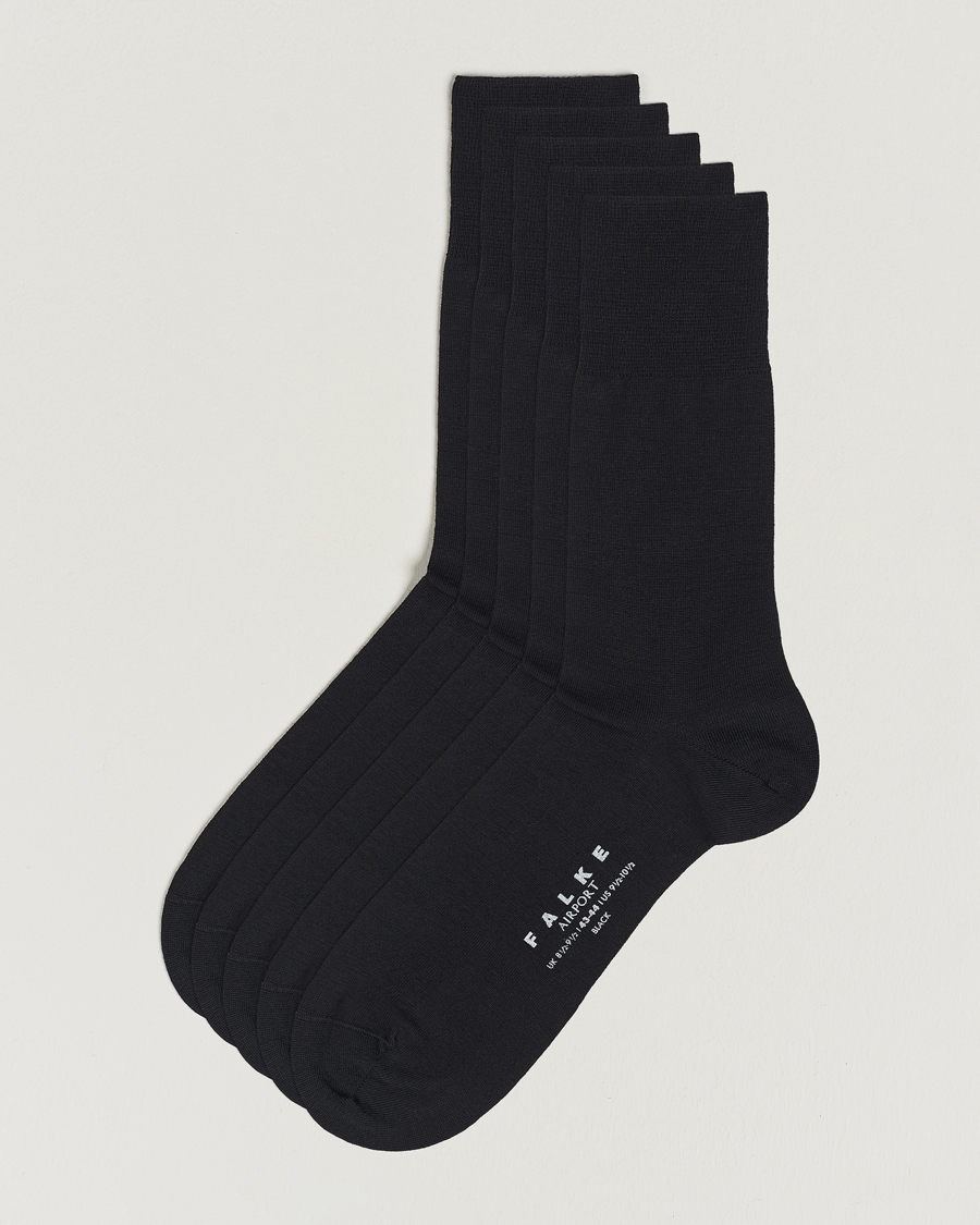 Herre |  | Falke | 5-Pack Airport Socks Black