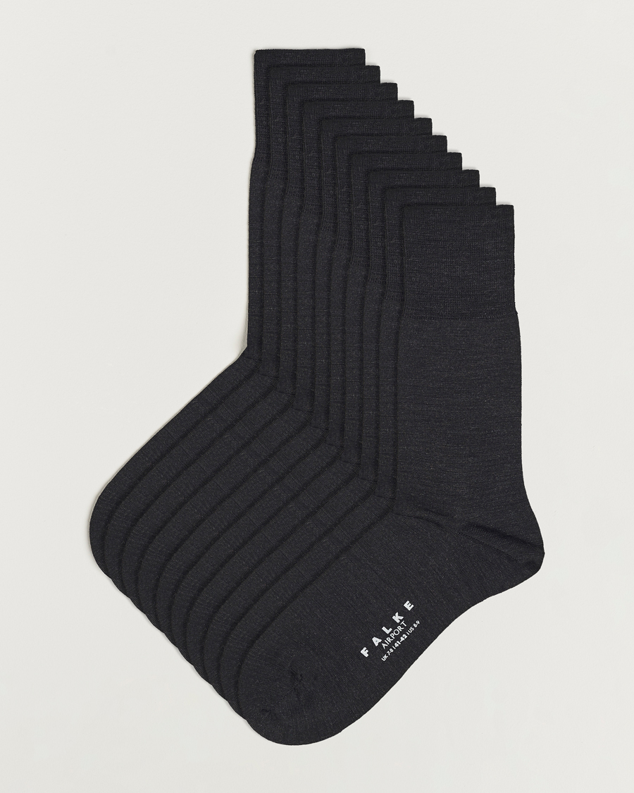 Herre | Undertøy | Falke | 10-Pack Airport Socks Anthracite Melange