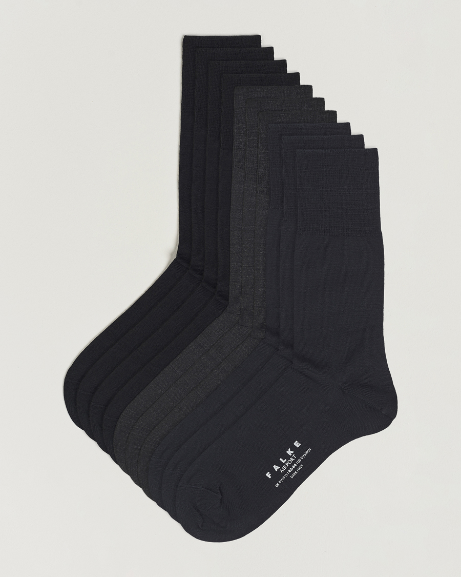 Herre | Undertøy | Falke | 10-Pack Airport Socks Black/Dark Navy/Anthracite Melange