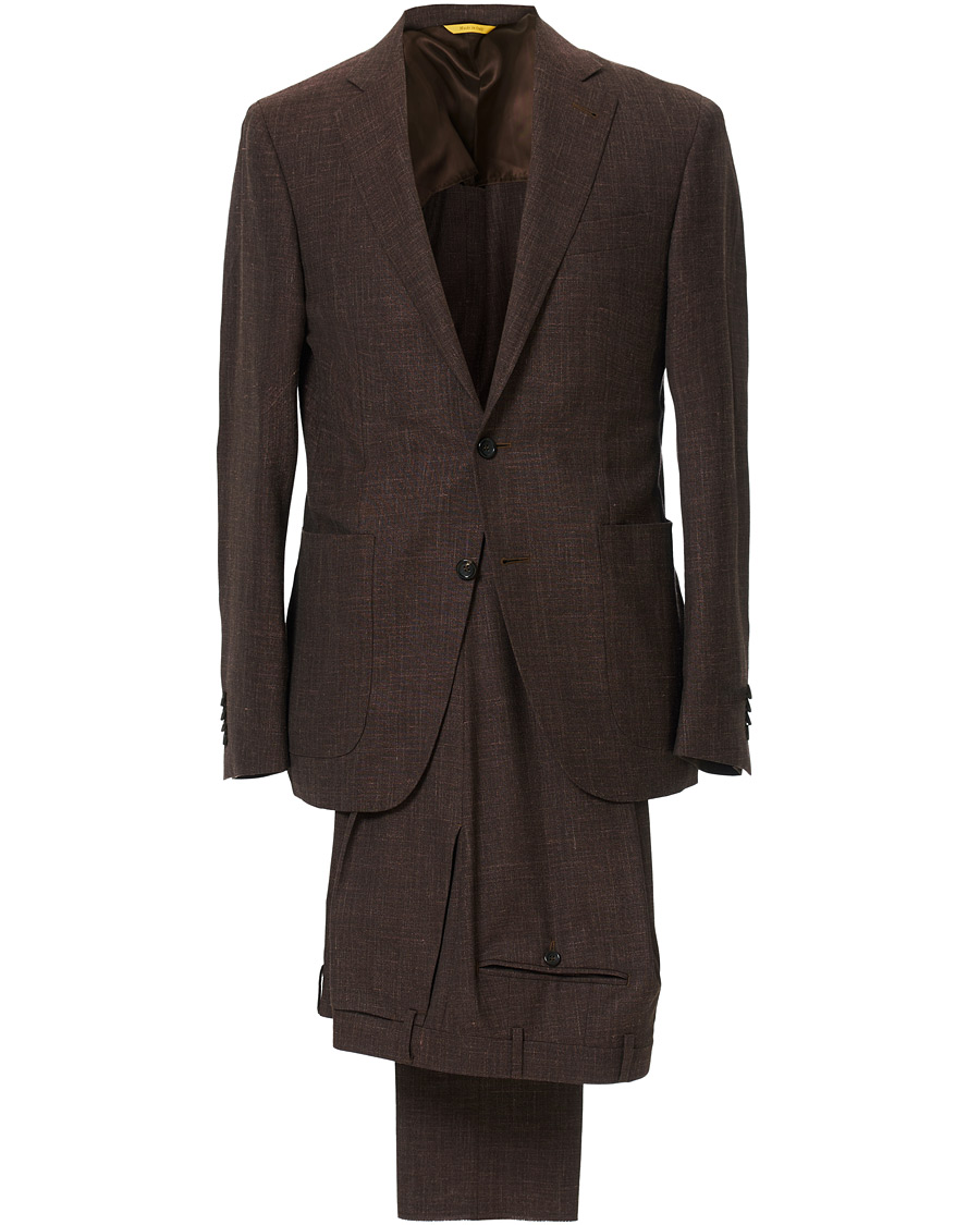 Herre | Dresser | Canali | Wool/Linen Patch Pocket Suit Dark Brown