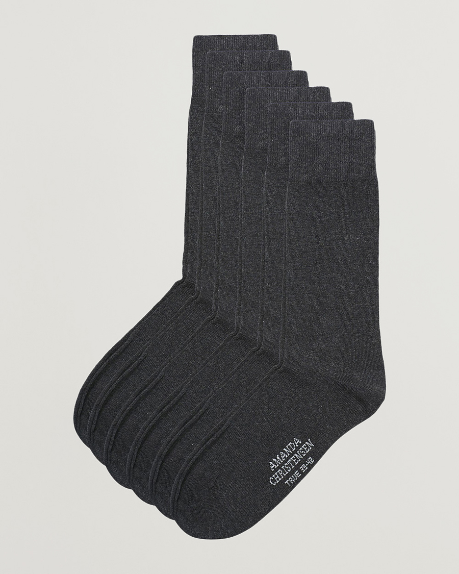 Herre | Undertøy | Amanda Christensen | 6-Pack True Cotton Socks Antrachite Melange