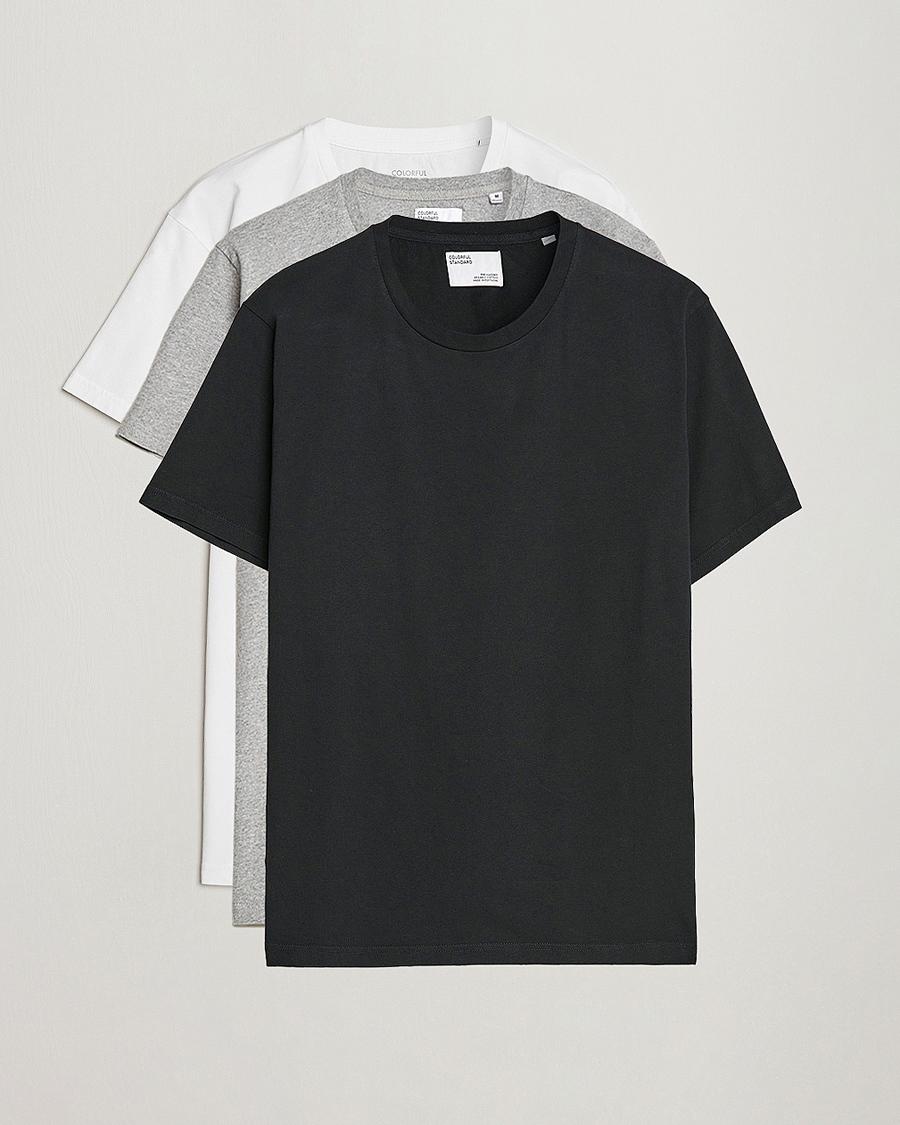 Herre |  | Colorful Standard | 3-Pack Classic Organic T-Shirt Optical White/Heather Grey/Deep Black