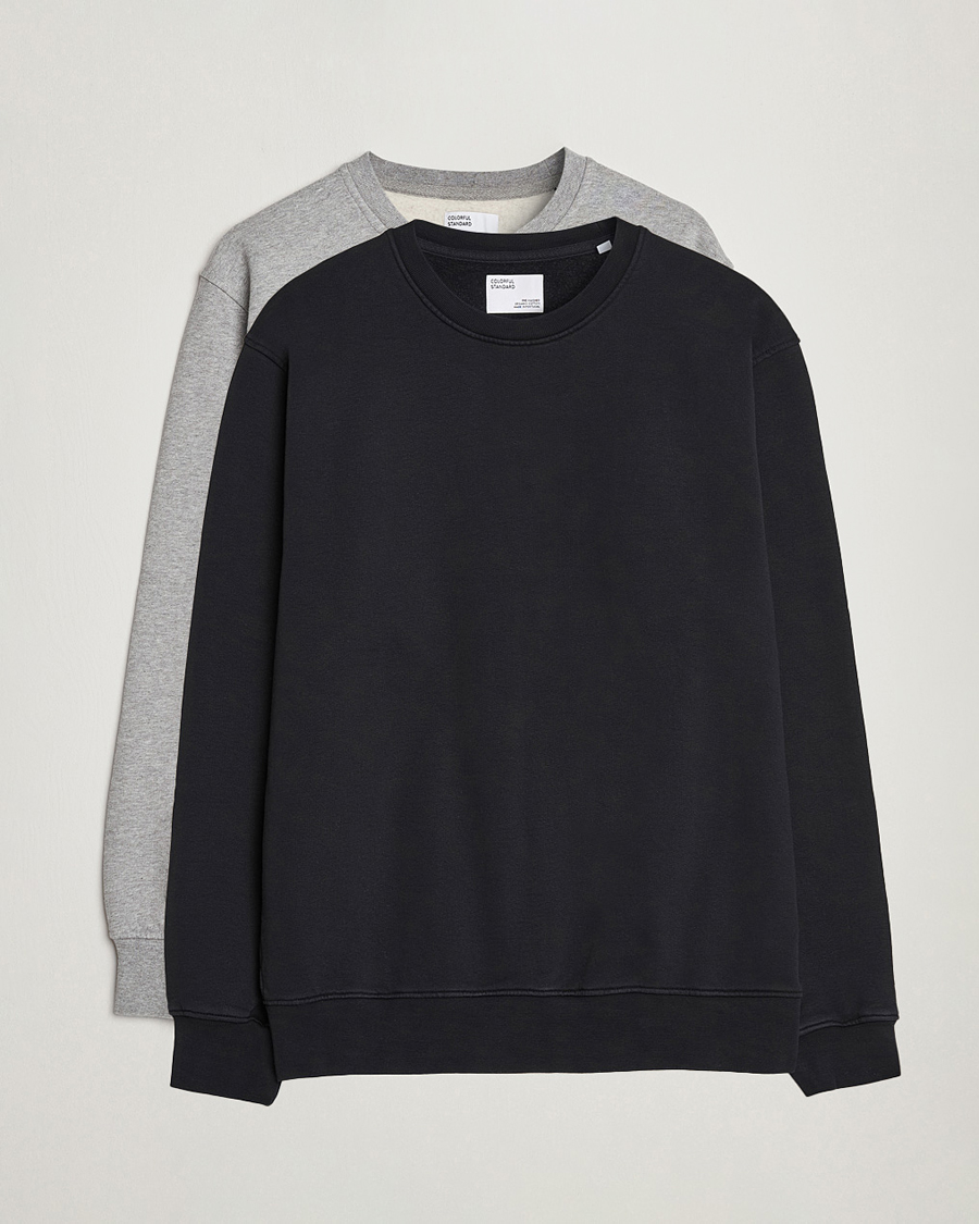 Herre | Gensere | Colorful Standard | 2-Pack Classic Organic Crew Neck Sweat Heather Grey/Deep Black