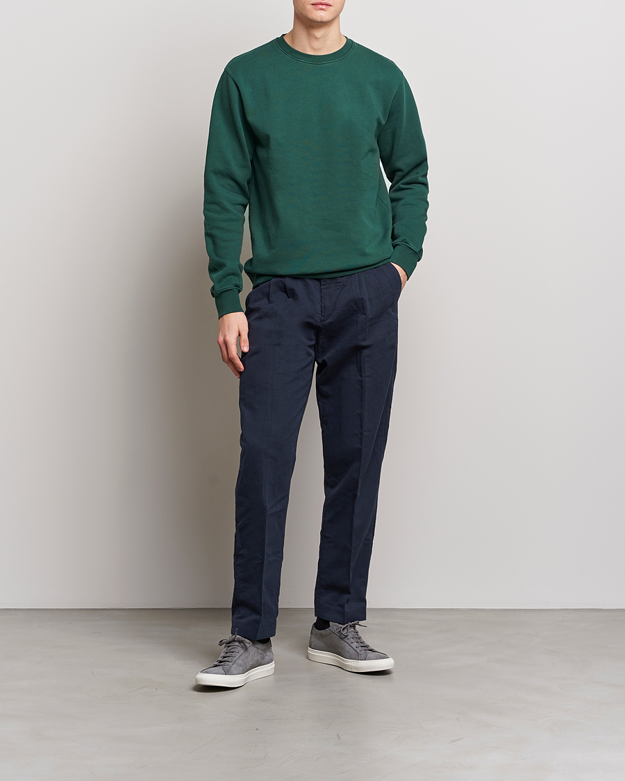 Herre | Gensere | Colorful Standard | 2-Pack Classic Organic Crew Neck Sweat Navy Blue/Emerald Green