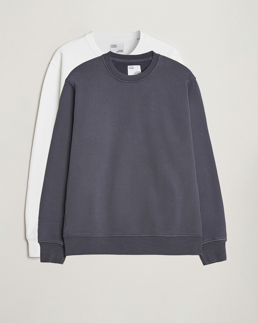 Herre | Gensere | Colorful Standard | 2-Pack Classic Organic Crew Neck Sweat Lava Grey/Optical White