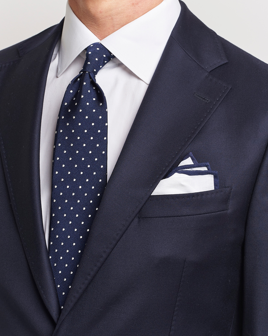 Herre | Slips | Amanda Christensen | Set Tie & Pocket Square Navy/White