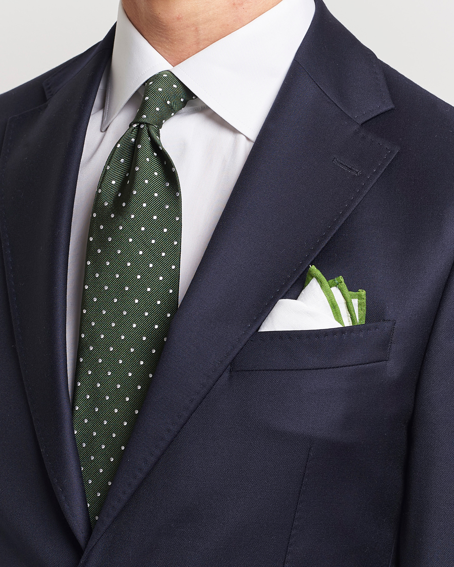 Herre | Slips | Amanda Christensen | Set Tie & Pocket Square Green/White