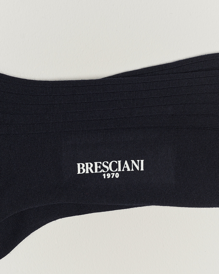 Herre | Undertøy | Bresciani | 3-pack Wool/Nylon Ribbed Short Socks Navy