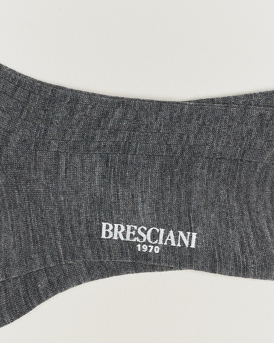 Herre | Undertøy | Bresciani | 3-pack Wool/Nylon Ribbed Short Socks Medium Grey