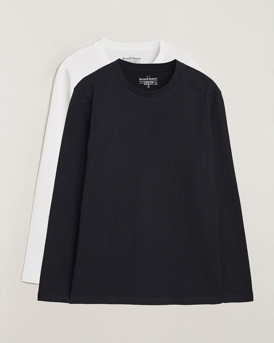 Herre | T-Shirts | Bread & Boxers | 2-pack Long Sleeve T-Shirts White/Black