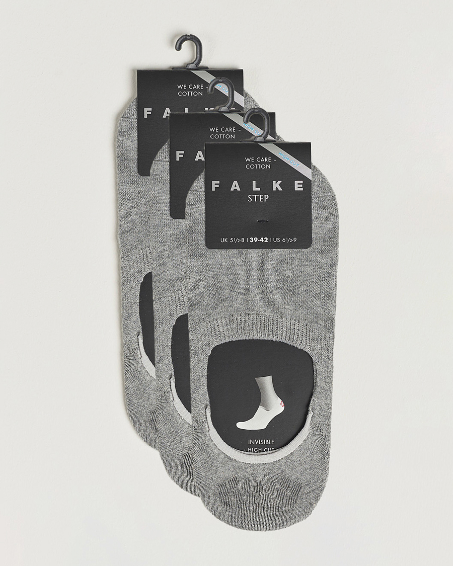 Herre | Undertøy | Falke | 3-pack Casual High Cut Sneaker Socks Light Grey Melange