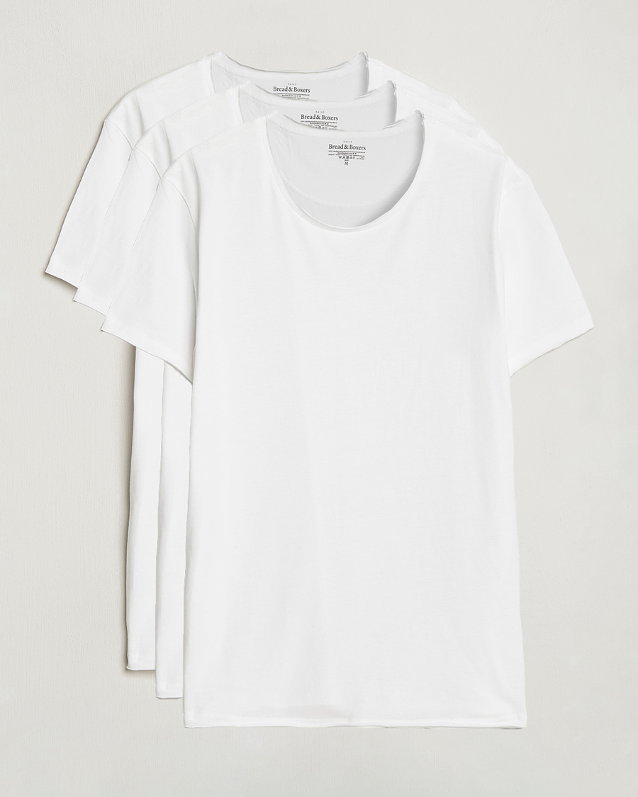 Herre | T-Shirts | Bread & Boxers | 3-pack Crew Neck Relaxed White