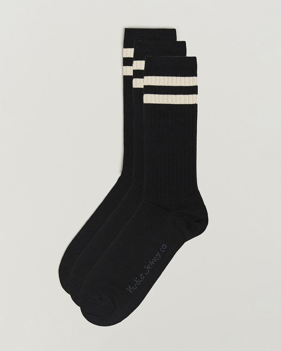 Herre | Undertøy | Nudie Jeans | 3-pack Amundsson Tennis Socks Black/White