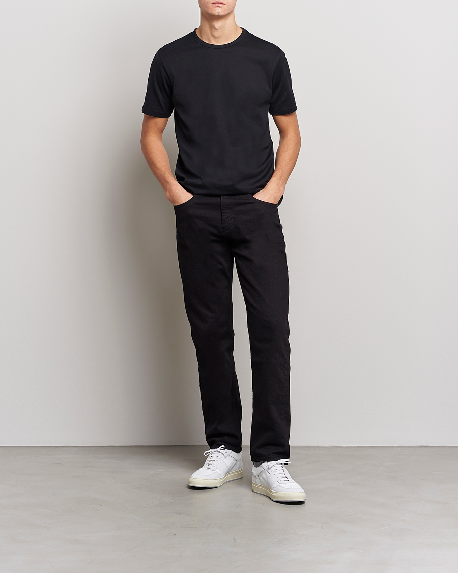 Herre | T-Shirts | Sunspel | 3-Pack Crew Neck Q82 Cotton T-Shirt Black
