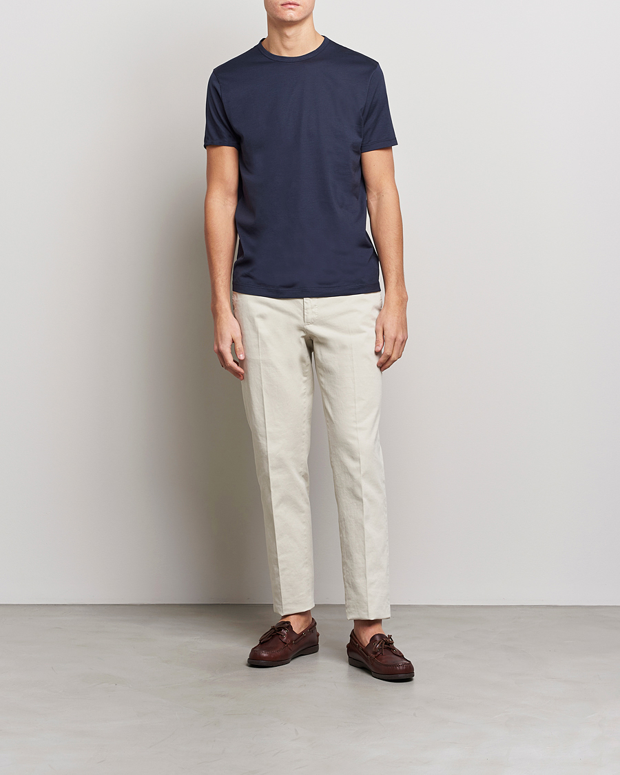 Herre | T-Shirts | Sunspel | 3-Pack Crew Neck Q82 Cotton T-Shirt Navy