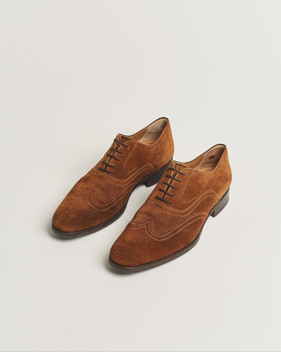 Herre | Magnanni Oxford Brogue Brown Suede 42,5 | Pre-owned | Magnanni Oxford Brogue Brown Suede 42,5