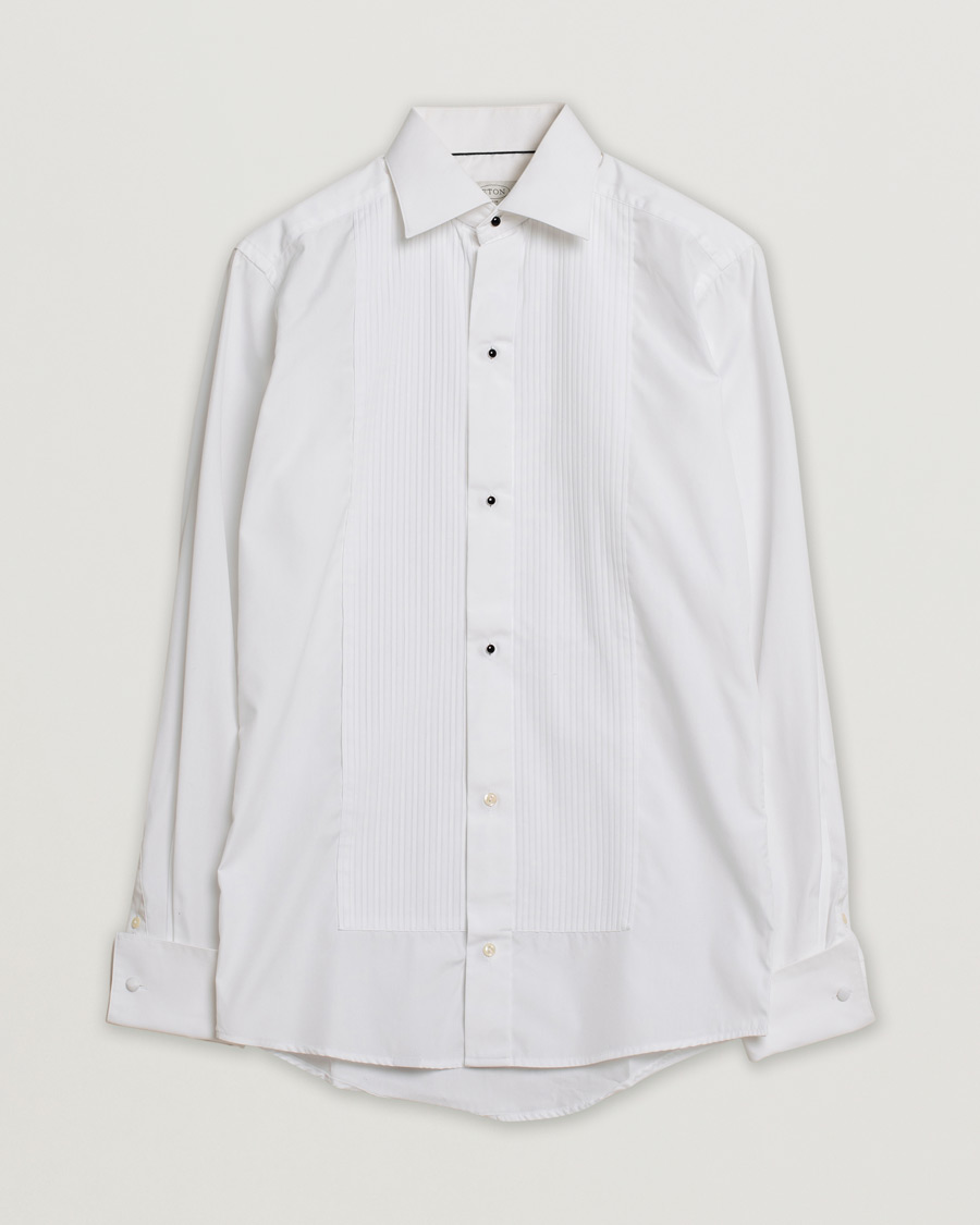 Herre | Eton Slim Fit Tuxedo Shirt Black Ribbon White | Pre-owned | Eton Slim Fit Tuxedo Shirt Black Ribbon White