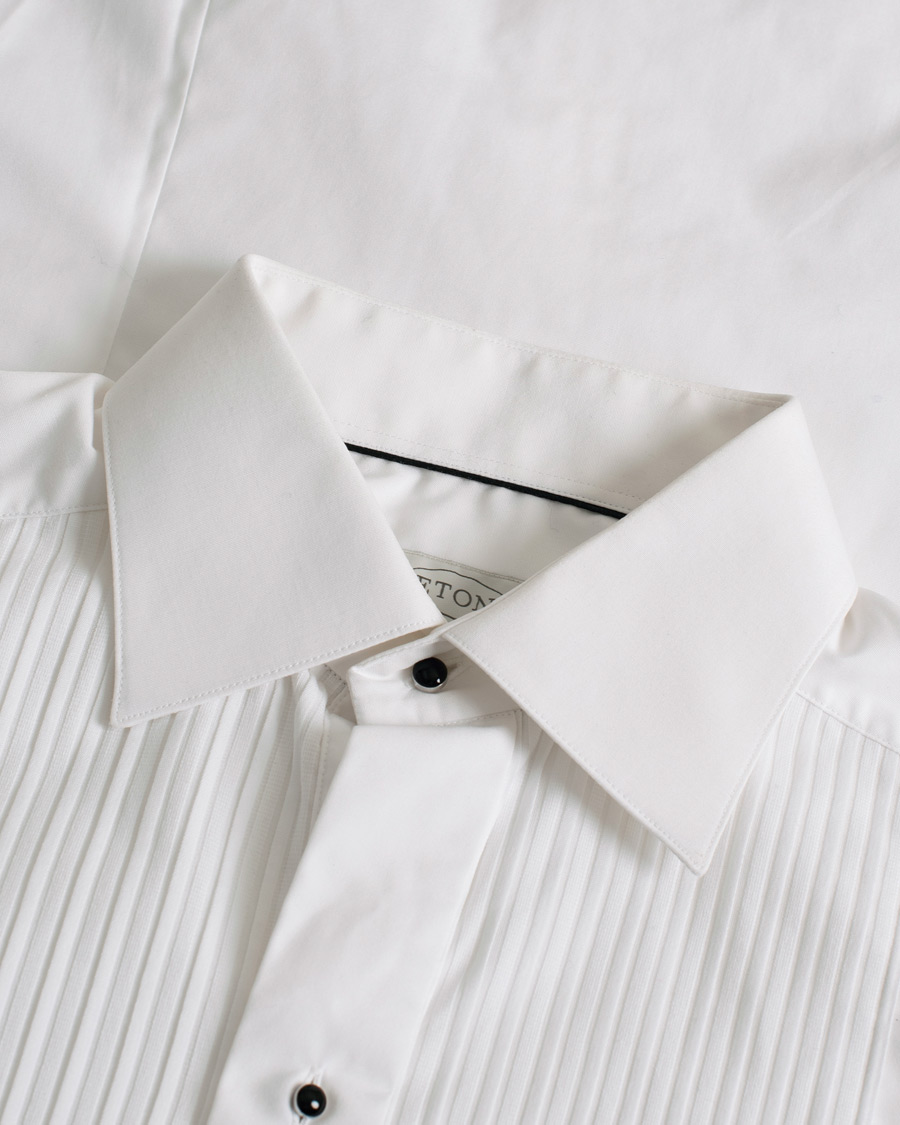 Herre | Eton Slim Fit Tuxedo Shirt Black Ribbon White | Pre-owned | Eton Slim Fit Tuxedo Shirt Black Ribbon White