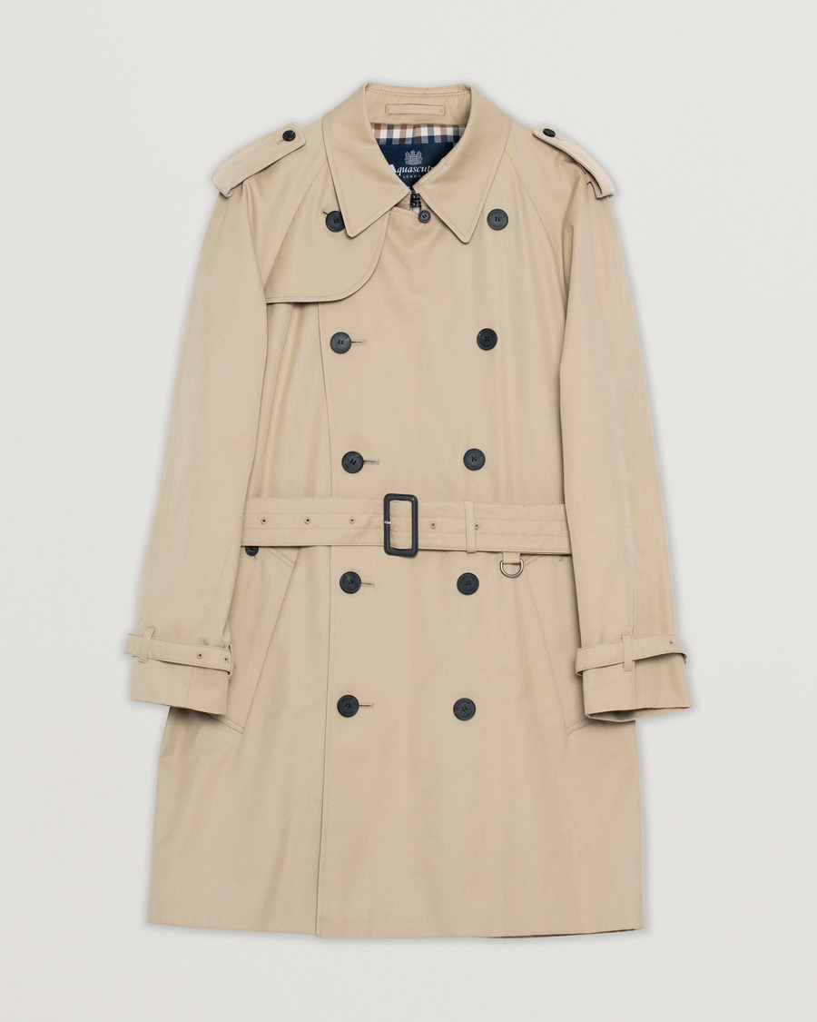 Herre | Aquascutum Double Breasted Trenchcoat Camel UK40 - EU50 | Pre-owned | Aquascutum Double Breasted Trenchcoat Camel UK40 - EU50