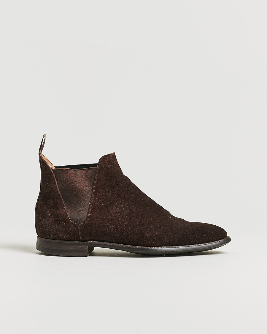 Herre | Crockett & Jones Chelsea 8 Boot Dark Brown Suede | Pre-owned | Crockett & Jones Chelsea 8 Boot Dark Brown Suede