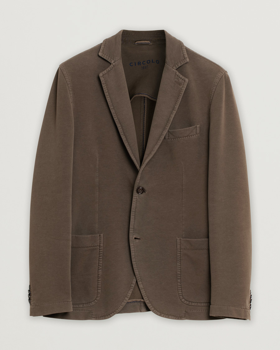 Herre | Circolo 1901 Jersey Patch Pocket Blazer Fango Brown 48 | Pre-owned | Circolo 1901 Jersey Patch Pocket Blazer Fango Brown 48