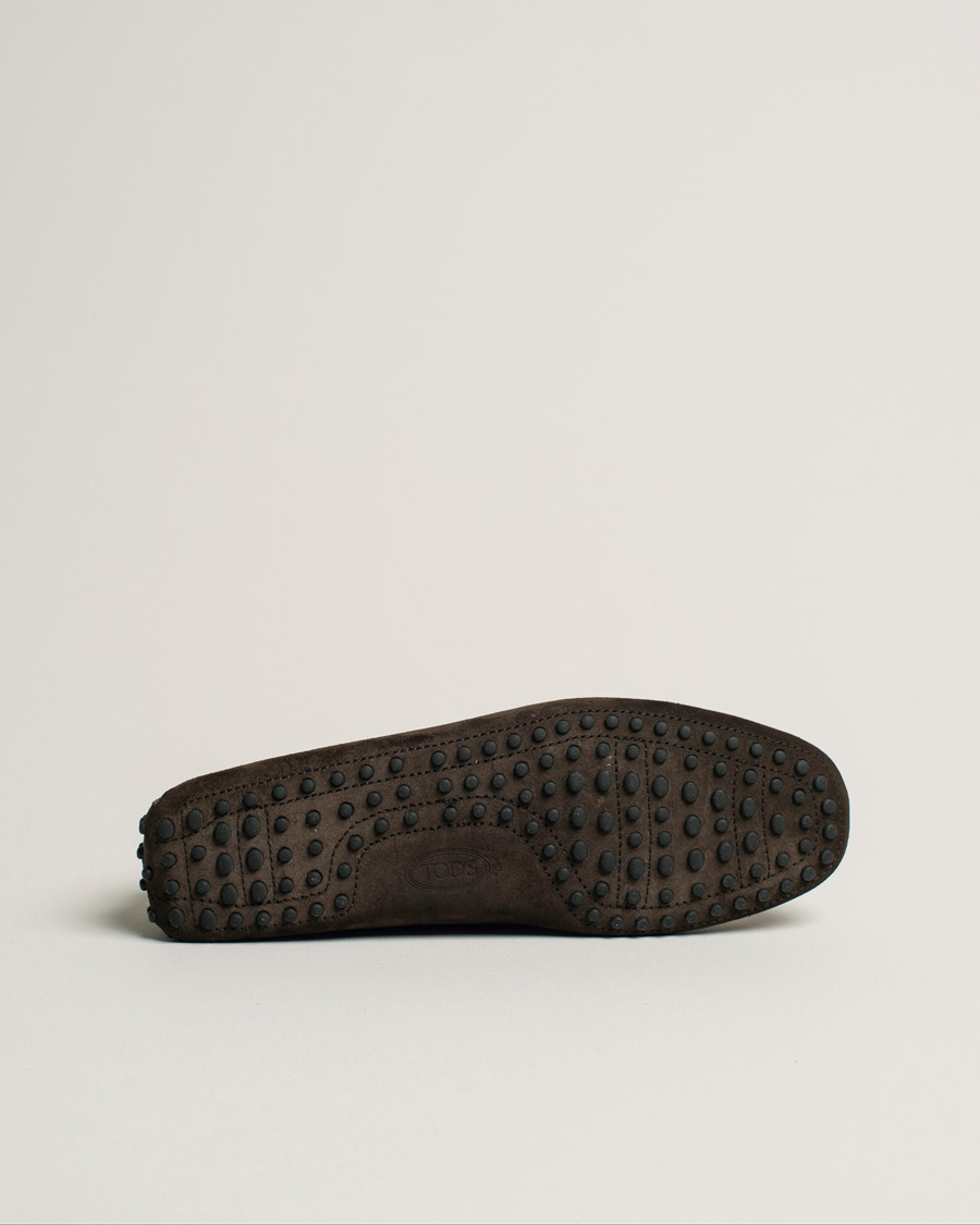 Herre | Tod's Laccetto Gommino Carshoe Dark Brown Suede | Pre-owned | Tod's Laccetto Gommino Carshoe Dark Brown Suede