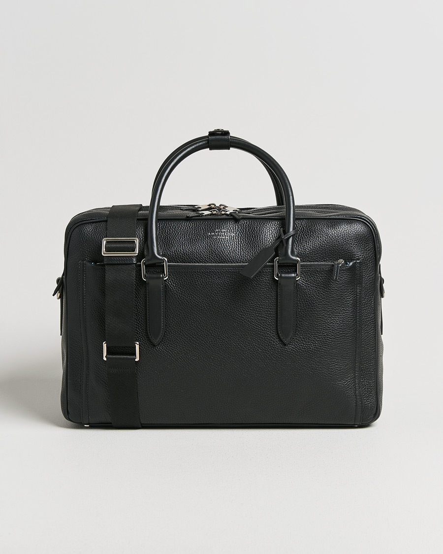 Herre | Smythson Burlington 24 Hour Bag Black Deerskin | Pre-owned | Smythson Burlington 24 Hour Bag Black Deerskin