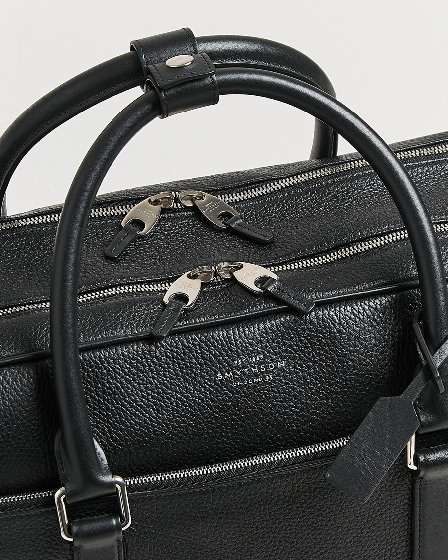 Herre | Smythson Burlington 24 Hour Bag Black Deerskin | Pre-owned | Smythson Burlington 24 Hour Bag Black Deerskin