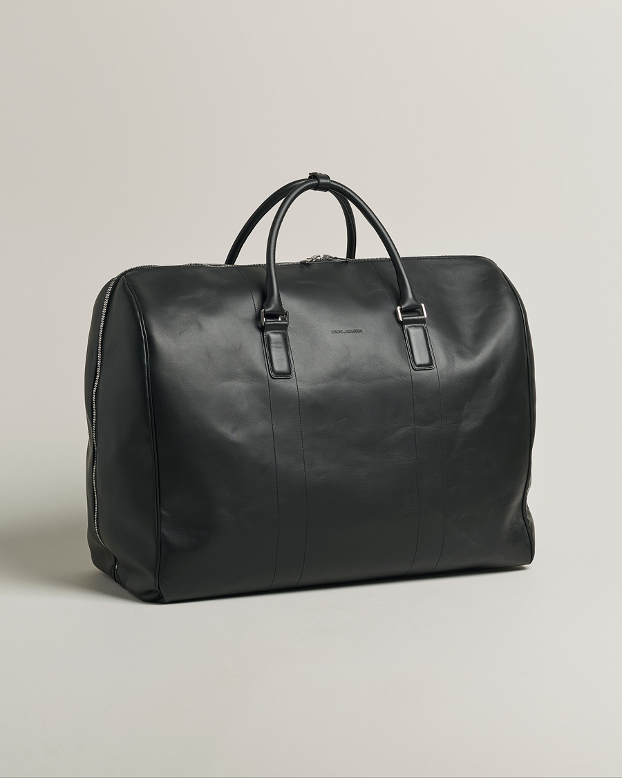 Herre | Oscar Jacobson Large Leather Weekendbag Black | Pre-owned | Oscar Jacobson Large Leather Weekendbag Black