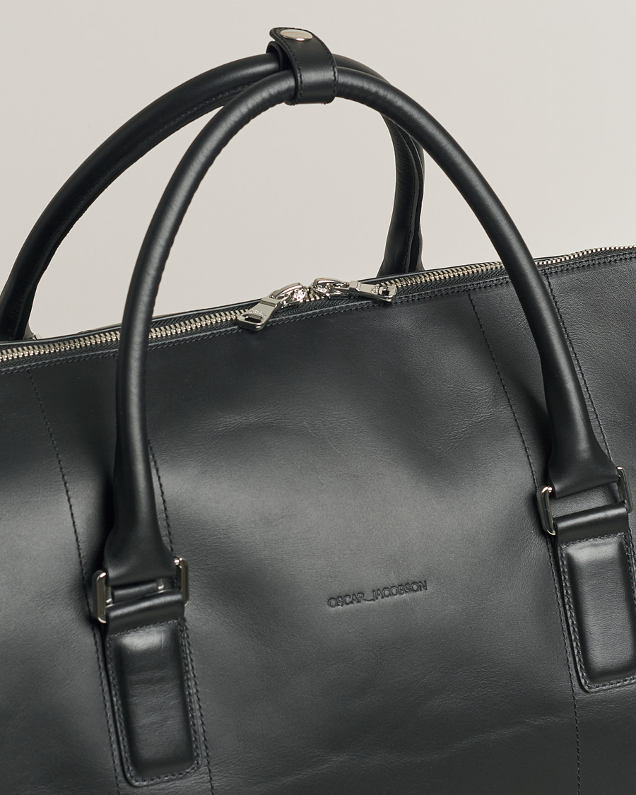 Herre | Oscar Jacobson Large Leather Weekendbag Black | Pre-owned | Oscar Jacobson Large Leather Weekendbag Black