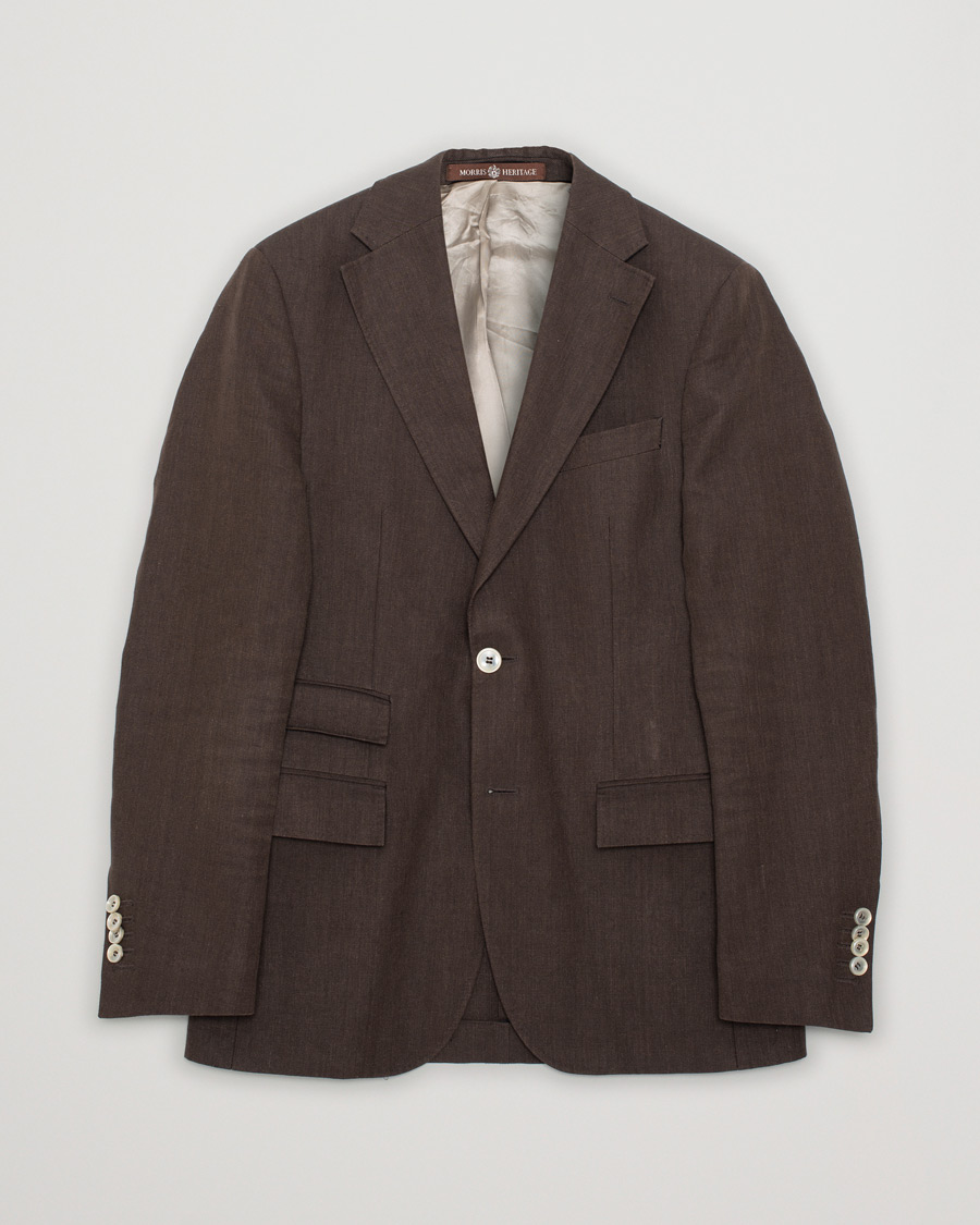 Herre | Morris Heritage Frank Oxford Linen/Cotton Blazer Brown | Pre-owned | Morris Heritage Frank Oxford Linen/Cotton Blazer Brown
