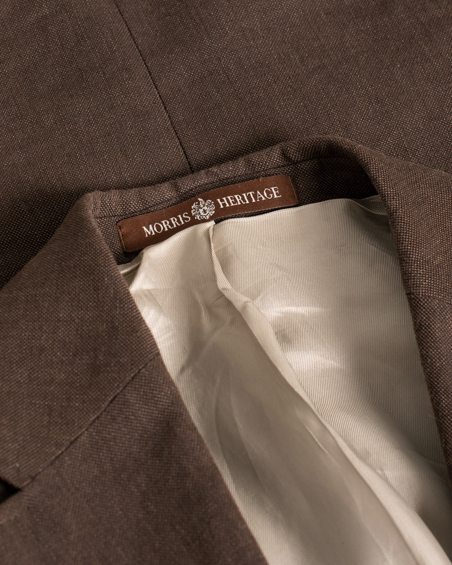 Herre | Morris Heritage Frank Oxford Linen/Cotton Blazer Brown | Pre-owned | Morris Heritage Frank Oxford Linen/Cotton Blazer Brown