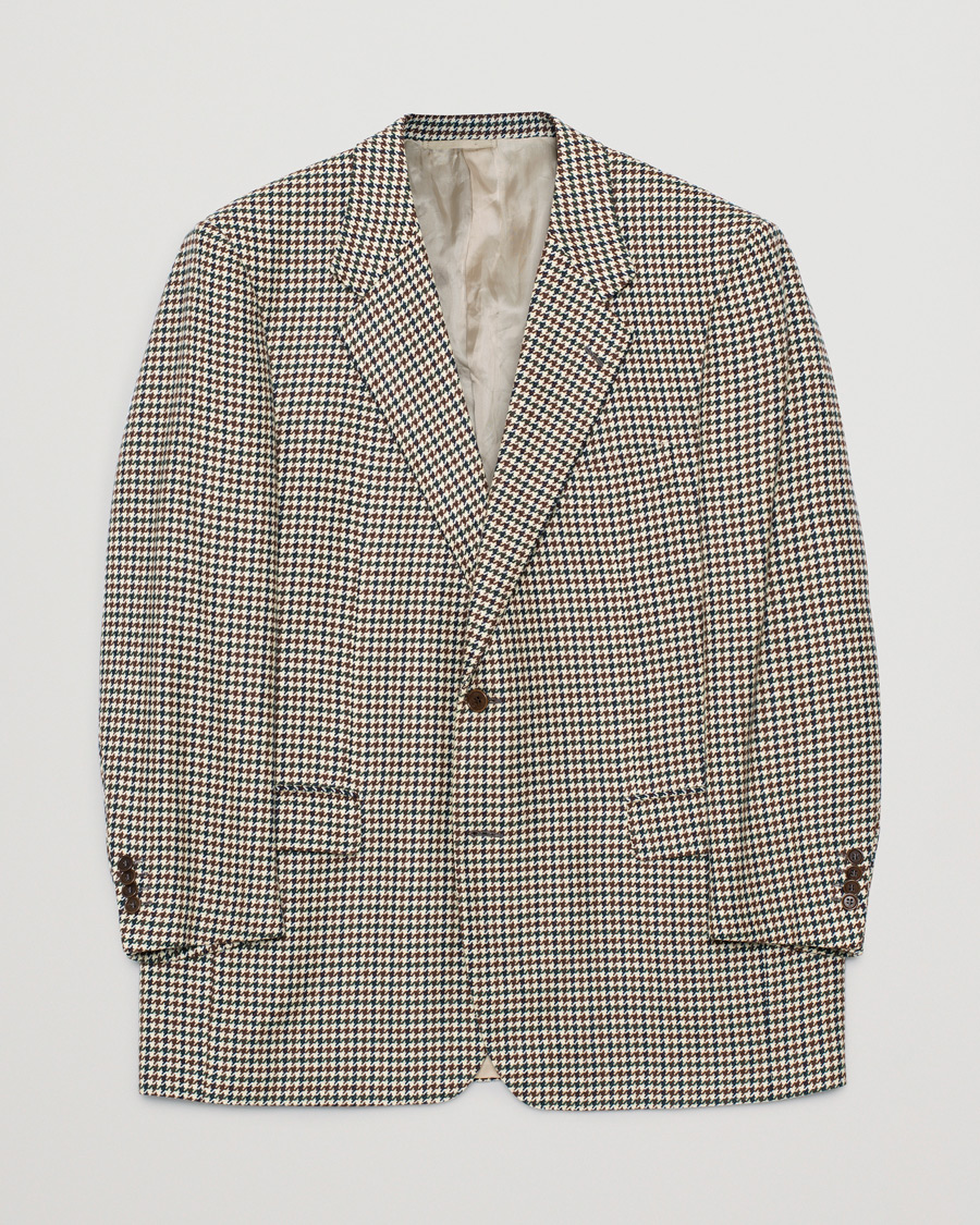 Herre | Caruso Aida Vintage Houndstooth Wool Blazer Brown 58 | Pre-owned | Caruso Aida Vintage Houndstooth Wool Blazer Brown 58
