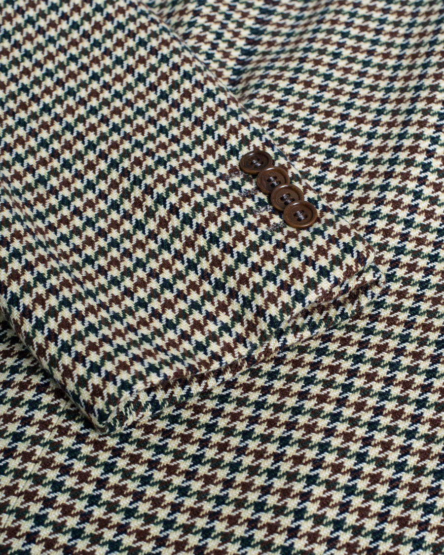 Herre | Caruso Aida Vintage Houndstooth Wool Blazer Brown 58 | Pre-owned | Caruso Aida Vintage Houndstooth Wool Blazer Brown 58
