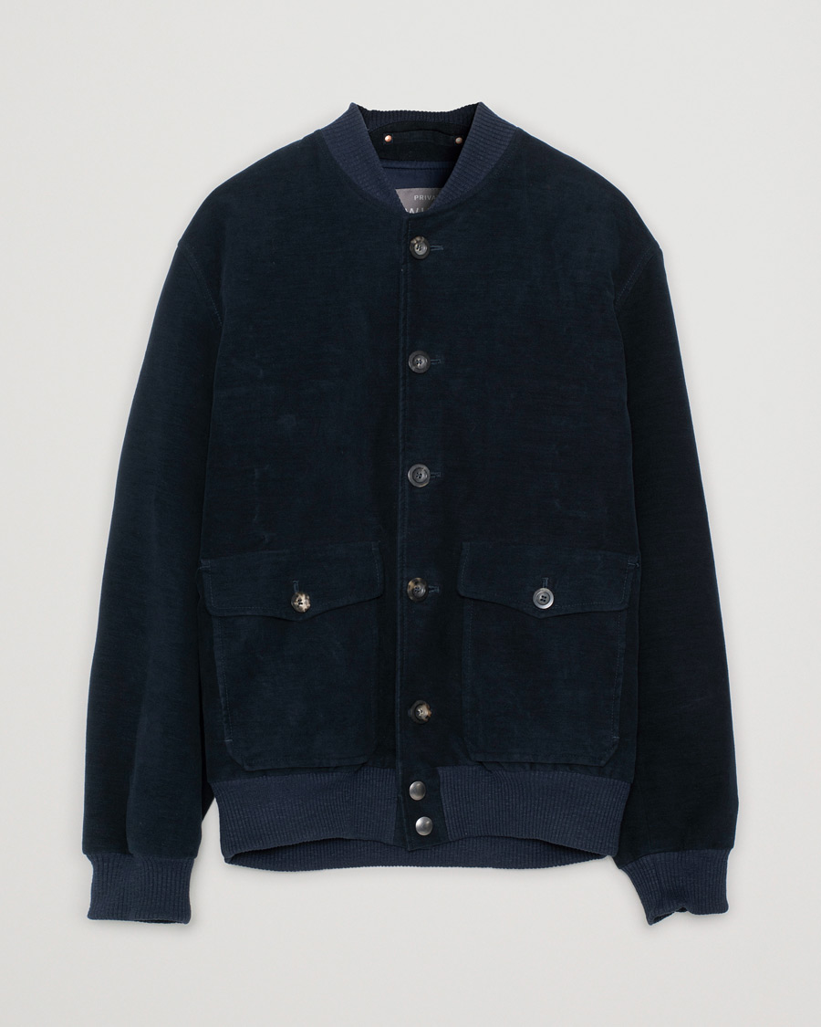 Herre | Private White V.C. Moleskin Bomber Jacket Midnight | Pre-owned | Private White V.C. Moleskin Bomber Jacket Midnight