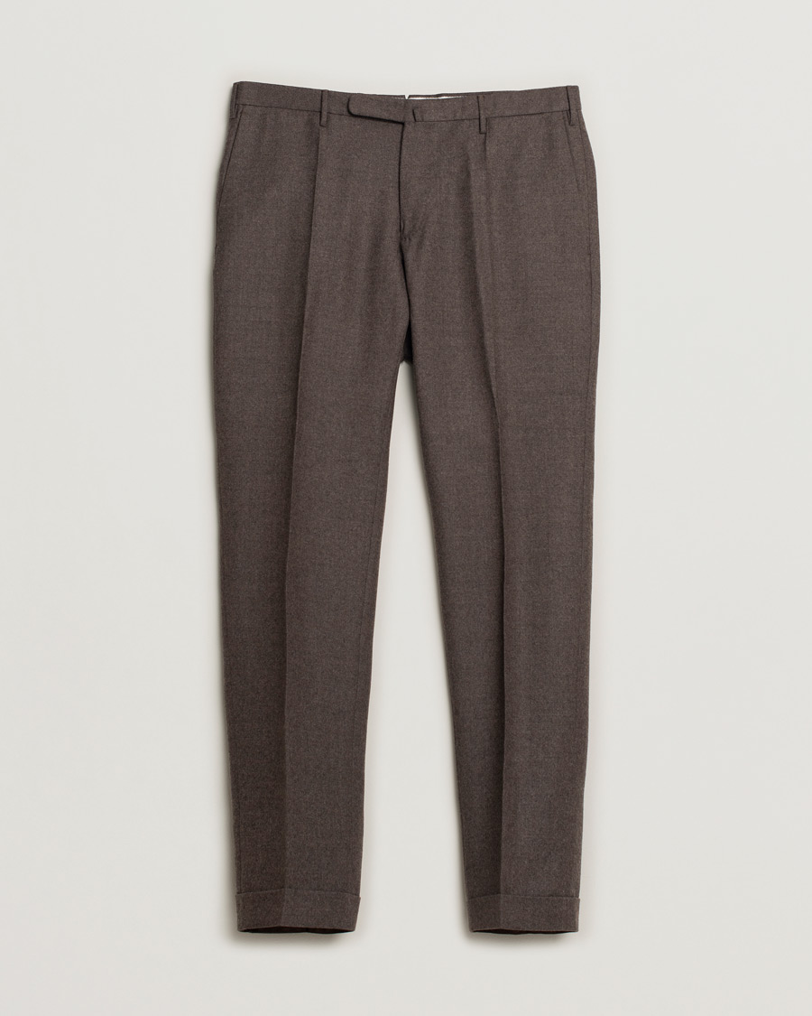 Herre | Incotex Super 100's Flannel Trousers Brown | Pre-owned | Incotex Super 100's Flannel Trousers Brown