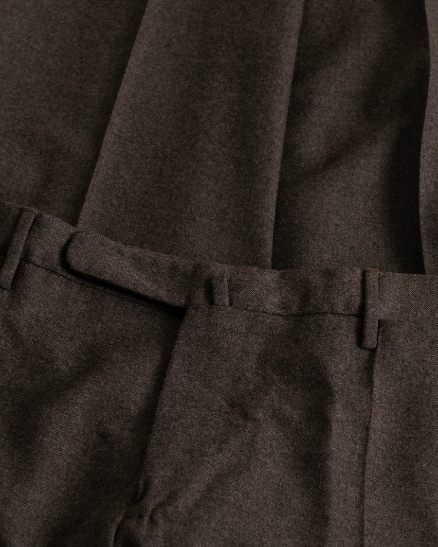 Herre | Incotex Super 100's Flannel Trousers Brown | Pre-owned | Incotex Super 100's Flannel Trousers Brown