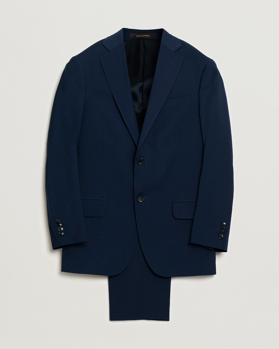 Herre | Oscar Jacobson Edmund/Denz Wool Stretch Suit Blue 46 | Pre-owned | Oscar Jacobson Edmund/Denz Wool Stretch Suit Blue 46
