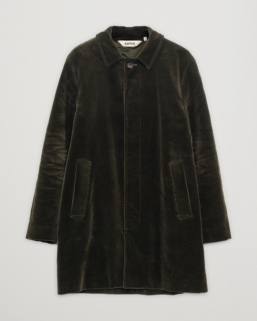 Herre | Aspesi Corduroy Coat Dark Green | Pre-owned | Aspesi Corduroy Coat Dark Green