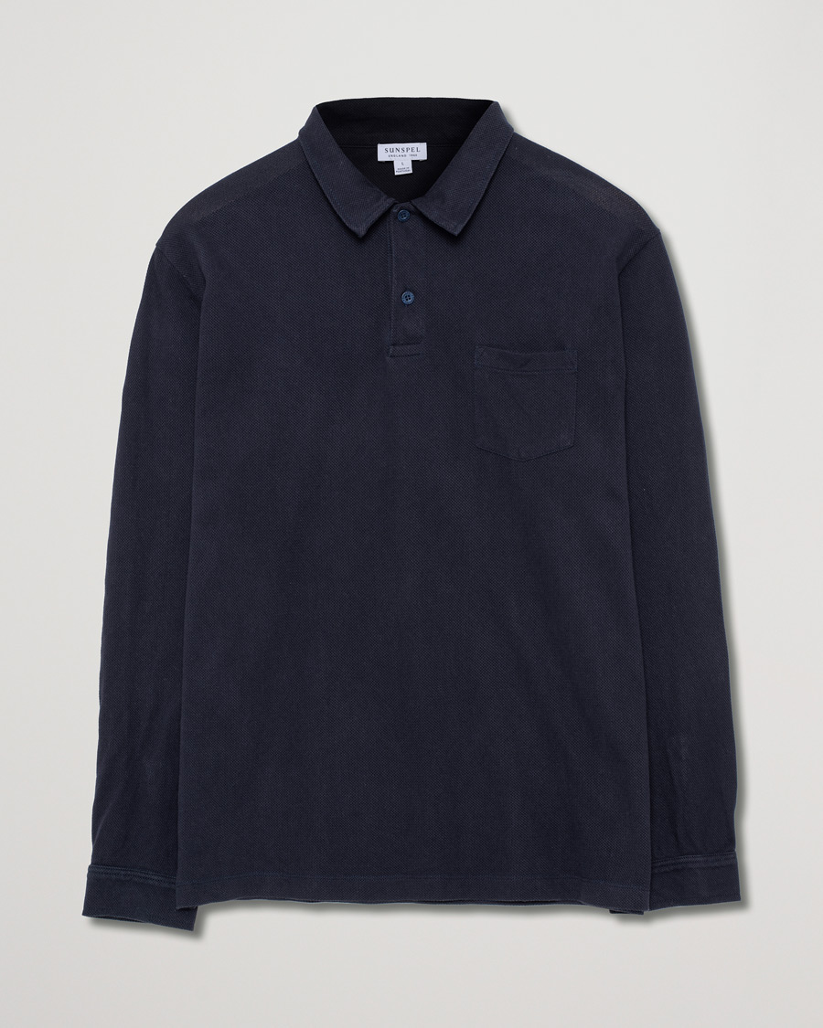 Herre | Gensere | Pre-owned | Sunspel Riviera Long Sleve Polo Navy